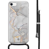 iPhone SE 2020 hoesje met koord - Marmer grijs