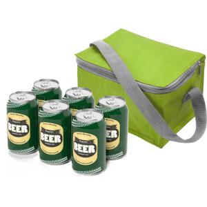 Kleine mini koeltas voor lunch of sixpack blikjes - groen - 21 x 15 x 13 cm - draagriem   -