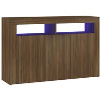 The Living Store Dressoir - LED-verlichting - Bewerkt hout - 115.5 x 30 x 75 cm - Bruineiken - Trendy