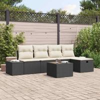 Tuinbankenset met kussen 6 pcs Zwart poly rattan