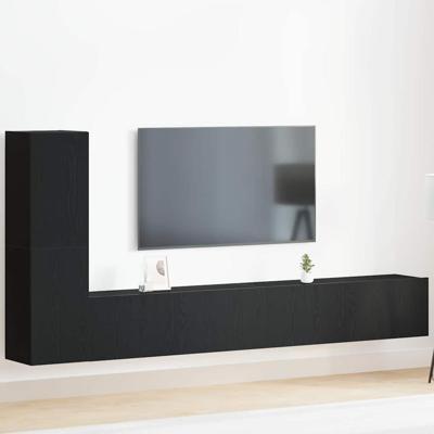 Tv-meubelset 3 pcs Zwart eiken 100 x 30 x 30 cm Bewerkt hout