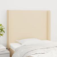 Hoofdbord met randen 103x16x118/128 cm stof crèmekleurig