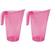 Hega Hogar Waterkan - 2x stuks - sapkan - roze - inhoud 1.75 liter - kunststof - karaf - pitcher
