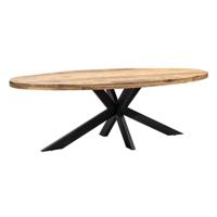 Leen Bakker - Eetkamertafel Trevor Ovaal - Bruin/zwart - 200x100 Cm - Metaal/Hout - Bruin#Zwart