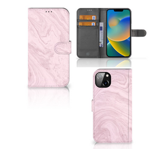 iPhone 14 Plus Bookcase Marble Pink - Origineel Cadeau Vriendin