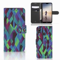 Huawei P20 Lite | Book Case | Abstract Green Blue