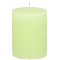 Stompkaars/cilinderkaars - lime groen - 7 x 9 cm - middel rustiek model