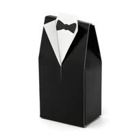 Cadeaudoosjes Bruidegom - Bruiloft bedankje - 10x stuks - zwart/wit - 7 x 9 cm