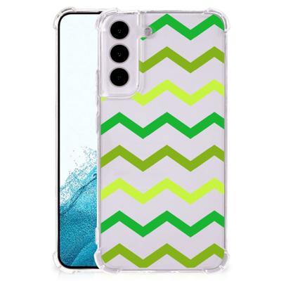 Samsung Galaxy S22 Doorzichtige Silicone Hoesje Zigzag Groen Samsung Galaxy S22 Doorzichtige Silicone Hoesje Zigzag Groen