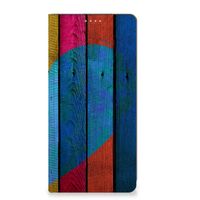 Motorola Moto G72 Book Wallet Case Wood Heart - Cadeau voor je Vriend
