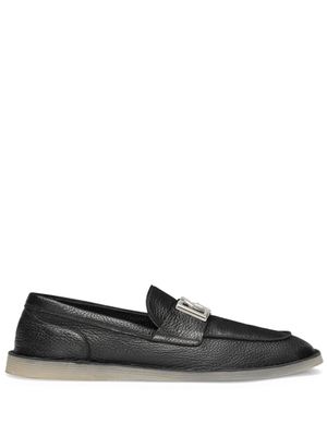 Dolce & Gabbana mocassins en cuir à plaque logo - Noir