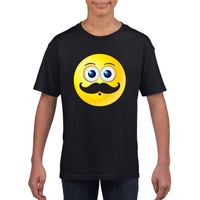 Emoticon snor t-shirt zwart kinderen XL (158-164)  -