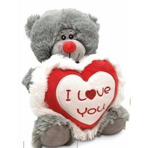 Pluche knuffelbeer/teddybeer met I love you hartje - grijs - 30 cm