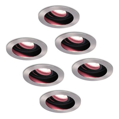 Set van 6 Mesa - Smart inbouwspot - IP20 voor binnen - 5,5 Watt 345 Lumen - Kantelbaar - Wifi + Bluetooth - Verzonken - RGBWW - GU10 - Google Home, Amazon Alexa en Siri - RVS