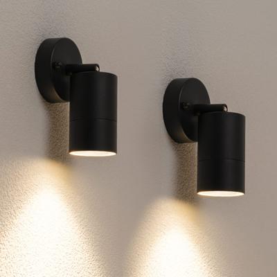 Set van 2 Lago - LED Wandlampen - 5 Watt 400 lumen - 4000K Neutraal wit - GU10 - Dimbaar - IP44 waterdicht - Geschikt als wandspot en plafondspot - Voor binnen en buiten - Zwart