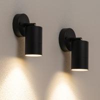 Set van 2 Lago - LED Wandlampen - 5 Watt 400 lumen - 4000K Neutraal wit - GU10 - Dimbaar - IP44 waterdicht - Geschikt als wandspot en plafondspot - Voor binnen en buiten - Zwart