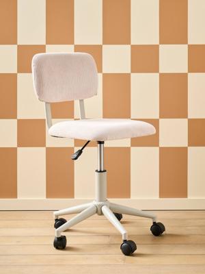 Bureaustoel met wieltjes voor kinderen in fluweel / velours ecru Bureaustoel met wieltjes voor kinderen in fluweel / velours ecru