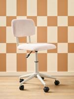 Bureaustoel met wieltjes voor kinderen in fluweel / velours ecru