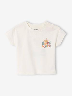 T-shirt met groot motief op de rug, babyknopen op de schouder wit