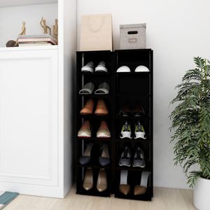 VidaXL Schoenenkasten 2 st 27,5x27x102 cm zwart
