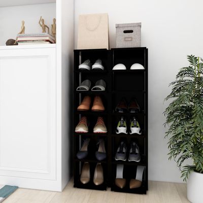 VidaXL Schoenenkasten 2 st 27,5x27x102 cm zwart
