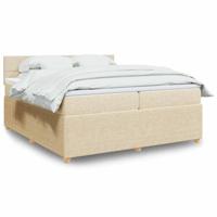 Boxspring met matras stof crèmekleurig 200x200 cm