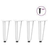 Haarnadelpoten voor Salontafel 4 st 30 cm massief staal wit