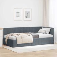Hoekbedframe met hoofdeinde Donkergrijs 90 x 190 cm Fluweel
