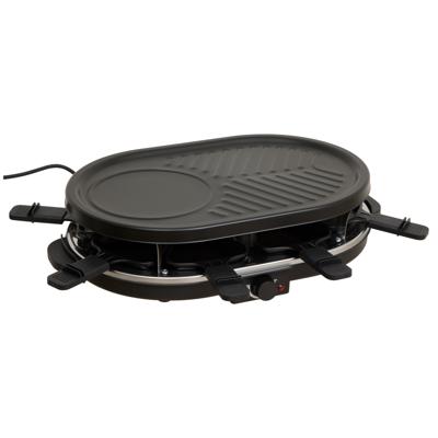 5Five Gourmetstel - 8 personen - 48 x 30 x 12 cm - RVS - zwart - grillplaat/raclette