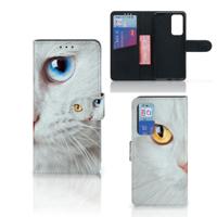 Huawei P40 | Telefoonhoesje | Met pasjeshouder | Witte Kat