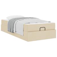 Bedframe met matras met matras 2 pcs Crème Stof