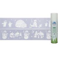 Kerst sfeer raamsjablonen met ECO spuitsneeuw - 9x stuks - 24 x 60 cm - raamdecoratie