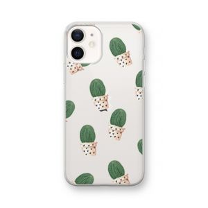 Cactusprint roze: iPhone 12 Transparant Hoesje