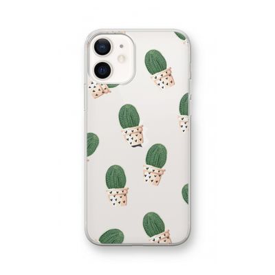 Cactusprint roze: iPhone 12 Transparant Hoesje