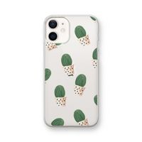 Cactusprint roze: iPhone 12 Transparant Hoesje