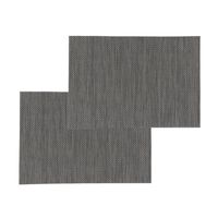 Set van 4x stuks placemats uni zwart texaline 50 x 35 cm - Placemats - thumbnail