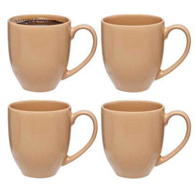 5Five Koffiemokken Venice - 4x stuks - Keramiek - beige - 480 ml - 9 x 11 cm