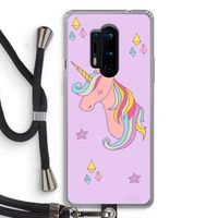 Roze eenhoorn: OnePlus 8 Pro Transparant Hoesje met koord