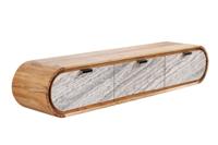 TV-Board ORGANIC 160cm hangend acaciahout naturel met steenlook voorkant - 47757