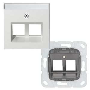 Gira Systeem55 RJ45 inbouwset met draagframe en inzetplaat zuiverwit glanzend