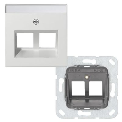Gira Systeem55 RJ45 inbouwset met draagframe en inzetplaat zuiverwit glanzend