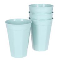 Verjaardag/kinder/camping drink bekers - 4x stuks - 300 ML - mintgroen - kunststof - onbreekbaar