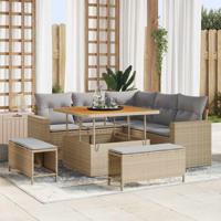 Tuinbankenset 8 pcs Beige poly rattan