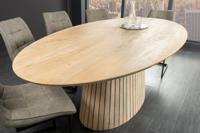 Ovale eettafel ART DECO 220 cm wit witgekalkt massief mangohout met zuilvoet - 44563