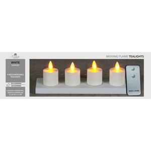 Anna's Collection Oplaadbare LED theelichtjes - 4x - wit - H6 cm   -