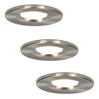 Set van 3 Venezia LED inbouwspots - 6 Watt 650 lumen - 2700K warm wit - Dimbaar - Rond - IP65 waterdicht - RVS - Voor binnen, buiten en badkamer