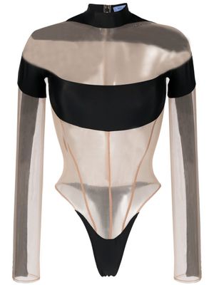 Mugler body transparent à design à empiècements - Noir