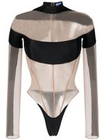 Mugler body transparent à design à empiècements - Noir