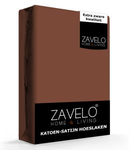 Zavelo Hoeslaken Katoen Satijn Roest Bruin-1-persoons (90x200 cm)