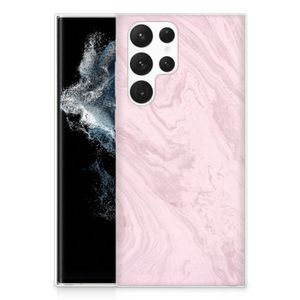 Samsung Galaxy S22 Ultra TPU Siliconen Hoesje Marble Pink - Origineel Cadeau Vriendin